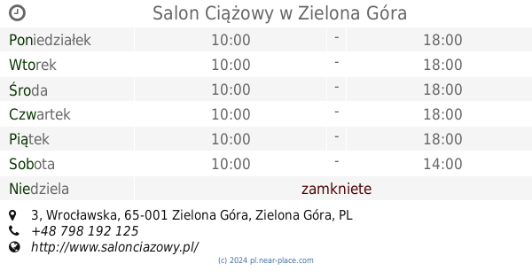 Salon Ciazowy Zielona Gora Godziny Otwarcia 3 Wroclawska Tel 48 798 192 125