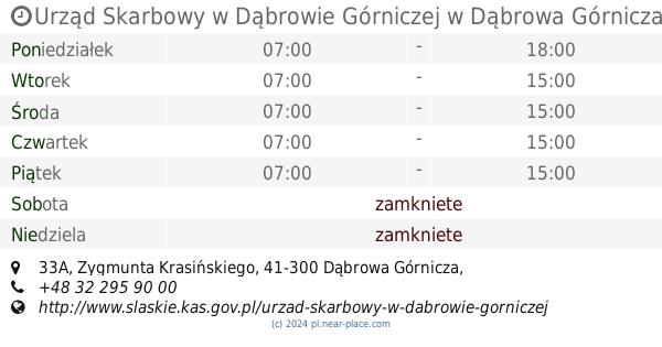 🕗 Urząd Skarbowy W Dąbrowie Górniczej Dąbrowa Górnicza Godziny Otwarcia ...