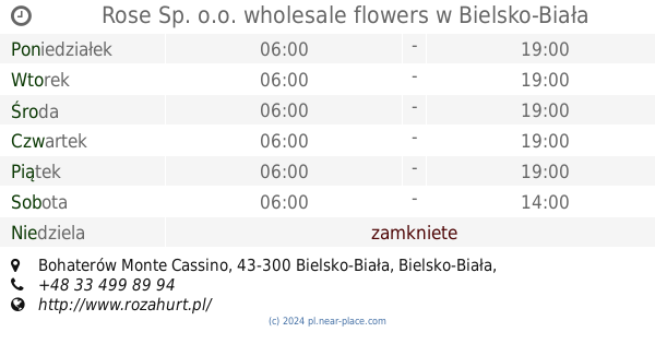 🕗 Rose Sp. o.o. wholesale flowers BielskoBiała godziny